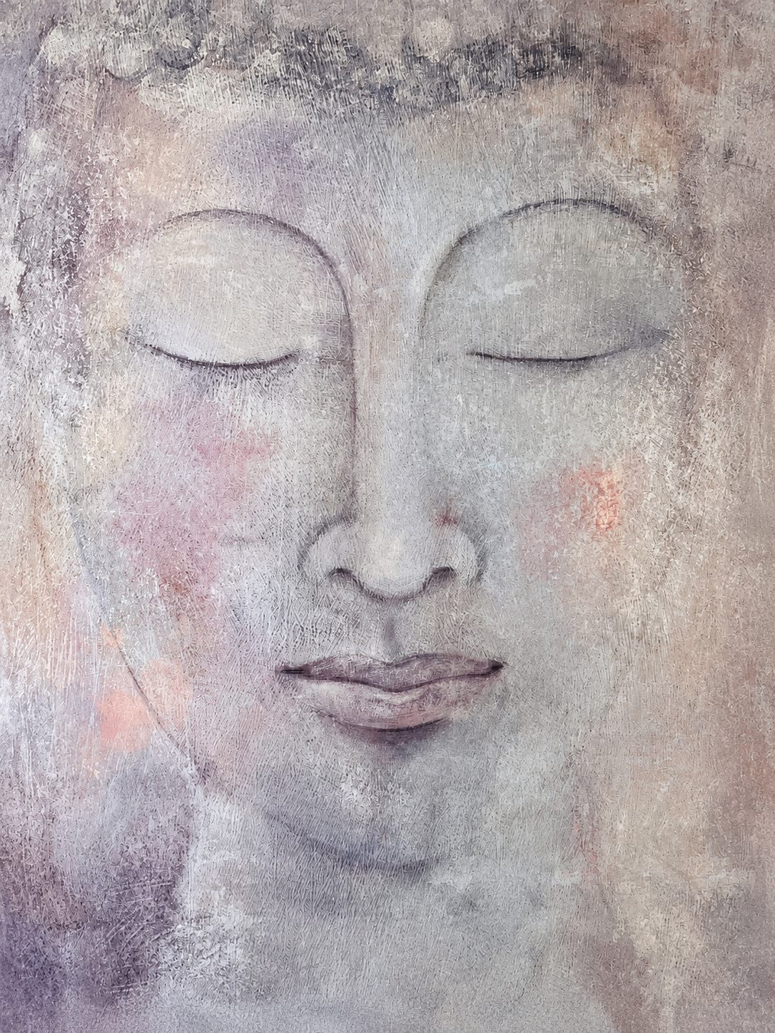 Peaceful face artwork displayed in the Soul Peace treatment room